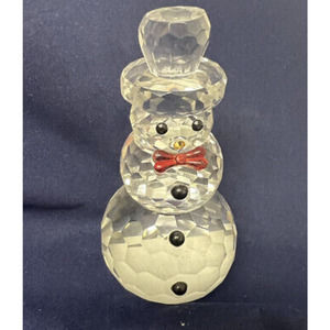 Crystal Snowman Figurine Collectibles with Hat Table Decor Paperweight NWOT